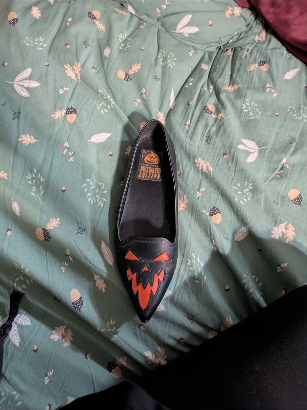 Halloween Edition Black and Orange Pointed Flat Loafer